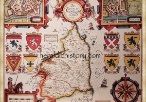 17th Century Europe Map 17th Century Map Of northumberland Hand Painted Made to