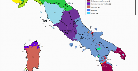 20 Regions Of Italy Map Linguistic Map Of Italy Maps Italy Map Map Of Italy Regions