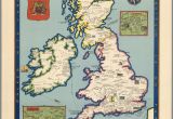 A Map Of England with towns the Booklovers Map Of the British isles Paine 1927 Map Uk