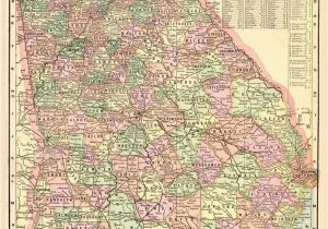 A Map Of Georgia State 1901 Antique Georgia State Map Vintage Map Of Georgia Gallery Wall