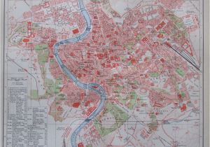 A Map Of Rome Italy 1895 Rom Italien Alter Stadtplan Karte Antique City Map Rome Italy