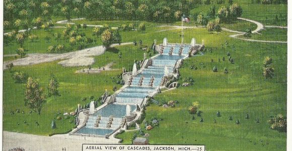 Aerial Maps Michigan Aerial View Cascades Jackson Mi Michigan Postcard In 2019 Historic