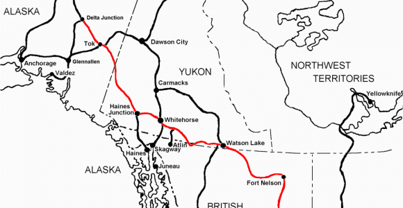 Alaska Canada Highway Map Alaska Highway Wikipedia Wolna Encyklopedia