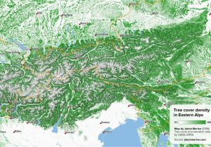 Alps Map France Tree Cover Density Of the Eastern Alps Sublime Maps