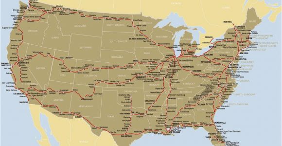 Amtrak Canada Map Map Of the Amtrak Rail Network California Zephyr Train