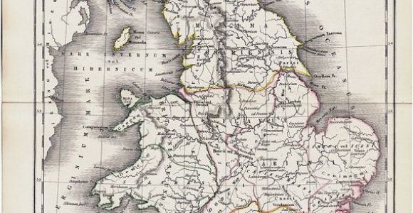 Ancient England Map 1825 Antique Map Of Ancient Great Britain original Antique