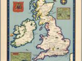 Ancient Maps Of England the Booklovers Map Of the British isles Paine 1927 Map