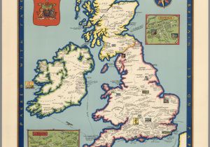 Ancient Maps Of England the Booklovers Map Of the British isles Paine 1927 Map