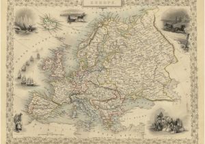 Ancient Maps Of Europe Vintage Map Europe 1851 Products Antique Maps Map