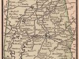 Antique Map Of Alabama 1888 Rare Antique Alabama Map Miniature Vintage Map Of Alabama State