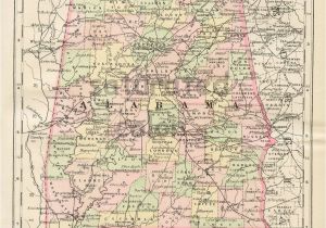 Antique Map Of Alabama Antique Alabama Map Vintage Map original 1895 Map Of Alabama