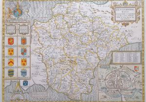 Antique Maps Of Ireland for Sale John Speed Devonshire original Antique Map Dated 1676