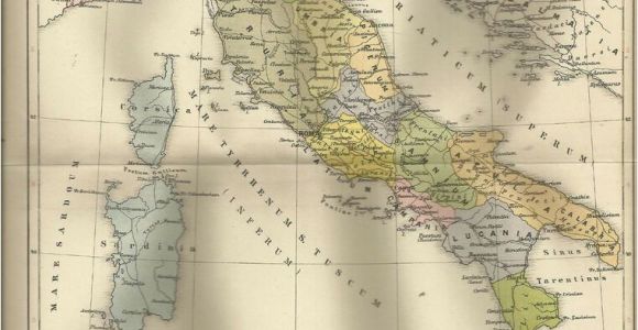 Antique Maps Of Italy 1887 Italien Zur Zeit Kaiser Augustus Alte Landkarte Antique Map