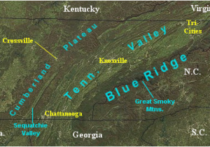 Appalachian Mountains Tennessee Map Landform Map Of Tennessee Major Landforms Of East Tennessee
