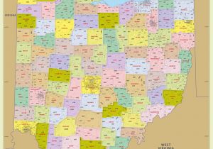 Area Code Map Of Ohio Ohio Zip Code Map with Counties 48 W X 48 H Worldmapstore