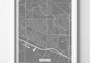 Atwater California Map atwater California Map Print Street Poster City Road Wall Art Home