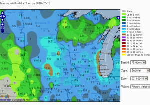 Austin Minnesota Map Snowfall totals Of February 7 9 2010