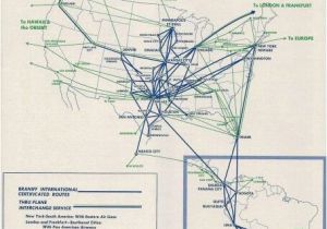 Aviation Maps Canada Braniff International Route Map October 1965 Braniff International