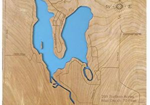 Bass Lake Michigan Map Amazon Com Shavehead Lake Michigan Standout Wood Map Wall Hanging