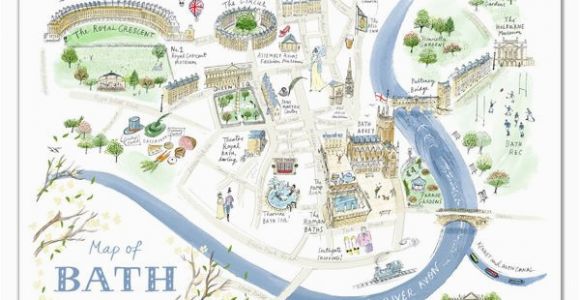 Bath On the Map Of England Alice Tait Map Of Bath Print Map Love In 2019 Bath