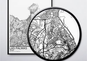 Black and White Map Of Spain Las Palmas Map Poster Print Wall Art Spain Gift Printable Download