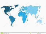 Blank Map Of Europe asia and Africa Multicolored World Map Divided to Six Continents In S