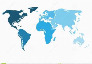 Blank Map Of Europe asia and Africa Multicolored World Map Divided to Six Continents In S