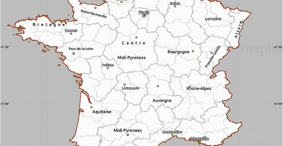Borders Of France Map Gray Simple Map Of France Cropped Outside