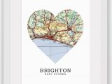 Brighton On Map Of England Brighton Map Heart Print Brighton Map Art Sussex Map Sussex Heart