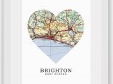 Brighton On the Map Of England Brighton Map Heart Print Brighton Map Art Sussex Map