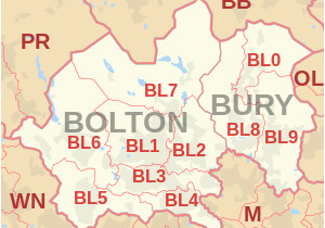 Bury England Map Bl Postcode area Wikipedia