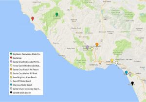 California Coast Campgrounds Map Santa Cruz Camping Places You Will Love to Stay