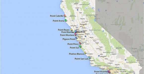 California Lighthouse Map Maps Of California Created for Visitors and Travelers