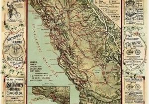 California Product Map Vintage Map Of California Roads for Cyclers by Ancientshades Full