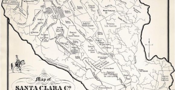 California Ranchos Map Ralph Rambo S Hand Drawn Map Of Santa Clara Valley Ranchos During