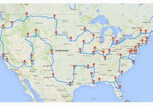 California Road Trip Trip Planner Map U S Road Trip that Hits Major Landmarks In 48 States