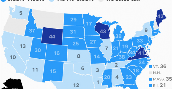 California Sales Tax Map States with the Highest and Lowest Sales Taxes