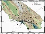 California Seismic Activity Map Stations In the southern California Seismic Network and Key Azimuths