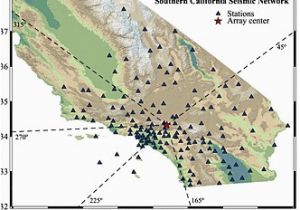 California Seismic Activity Map Stations In the southern California Seismic Network and Key Azimuths