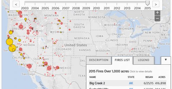 California Wildfire Map 2014 Wildfires In the United States Data Visualization by Ecowest org