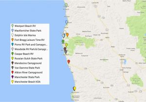 Camping California Coast Map Mendocino Camping and Campgrounds Best Places
