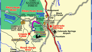 Camping Colorado Map Map Of Colorado towns and areas within 1 Hour Of Colorado Springs