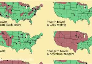 Canada Lynx Range Map Us towns with Animals In their Names Compared to the