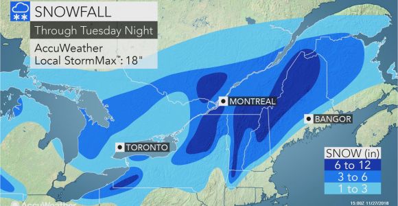 Canada Snow Depth Map nor Easter to Lash northern New England with Coastal Rain