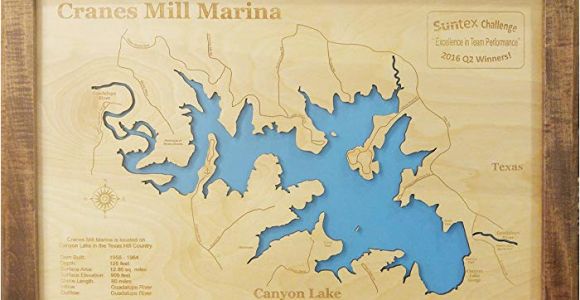 Canyon Lake Map Texas Amazon Com Canyon Lake Texas Framed Wood Map Wall Hanging Handmade