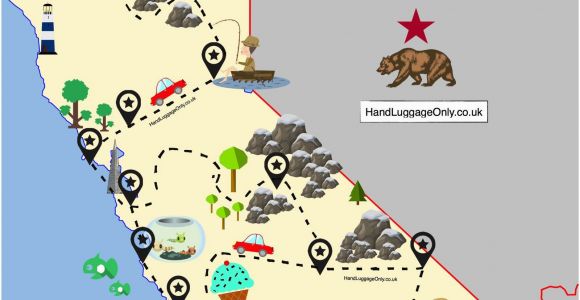 Cartoon Map Of California the Ultimate Road Trip Map Of Places to Visit In California Travel