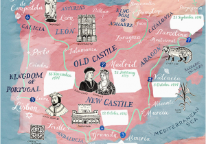 Cartoon Map Of Spain Historic Illustrated Map Of Spain and Portugal for Bbc World