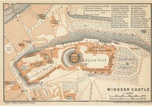 Castles England Map 1930 Antique Map Of Windsor Castle England United Kingdom