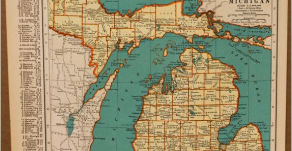 Centerline Michigan Map Rare Antique Detroit Michigan Map 1920 Vintage Collectible Map