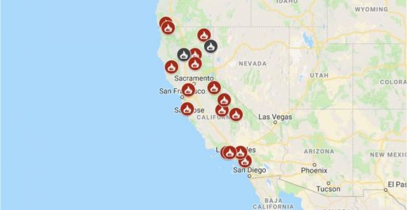 Central California Fire Map Map See where Wildfires are Burning In California Nbc southern